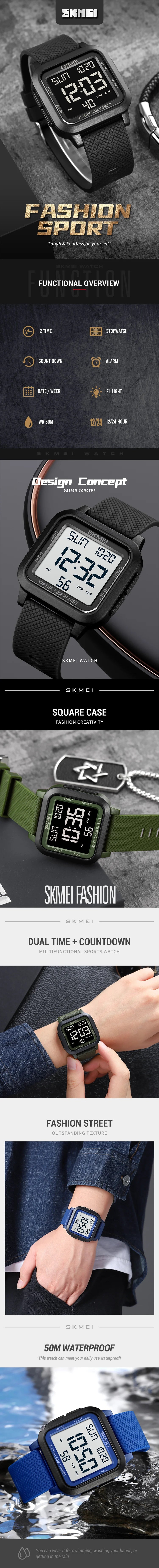 SKMEI 1894 Military Waterproof Watch Men Outdoor Electronic Shock Digital Watches Fashion Sport Man Wristwatches Reloj Masculino