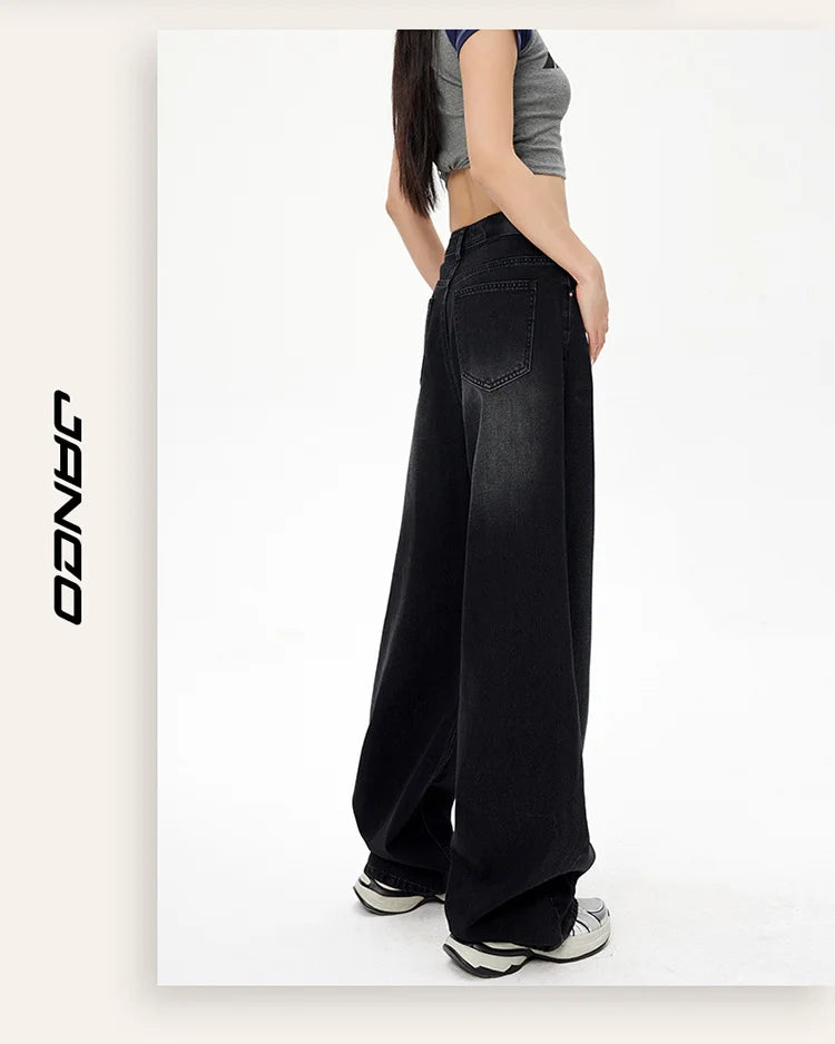 Lady RetroY2K Style High Waist Jeans Pants Women Fashion Straight Leg Denim Trousers Hot Girls Loose Fit Thin Casual Pants