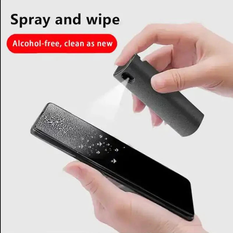 2 In 1 Phone Screen Cleaner Spray Portable Tablet Phone Touch Screen Cleaner Microfiber Cloth Set Glass Mini Cleaning Artifact