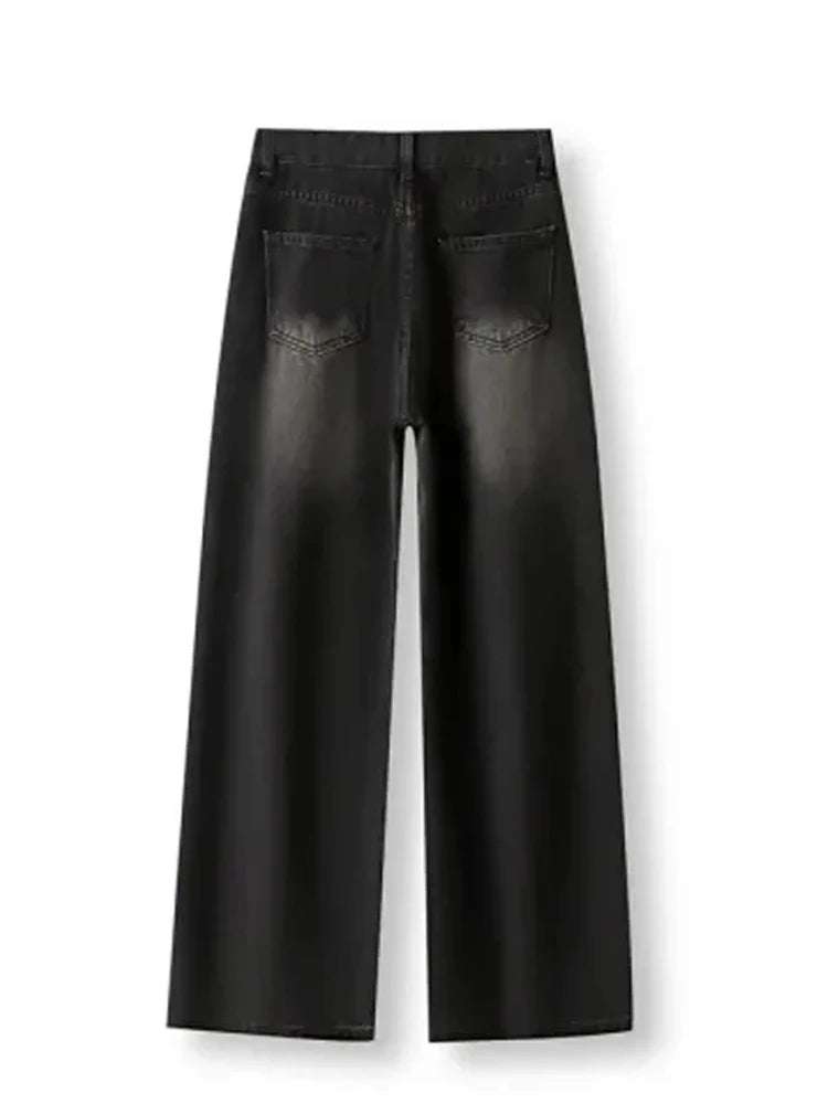 Lady RetroY2K Style High Waist Jeans Pants Women Fashion Straight Leg Denim Trousers Hot Girls Loose Fit Thin Casual Pants